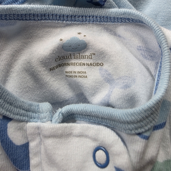 Cloud Island Blue and Green Whale Print Footed Onesie - Picture 3 of 4